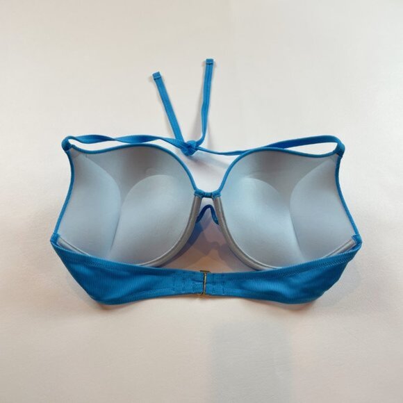 NWOT Victoria's Secret Swim Top 38C Bombshell Adds 2 Cup Sizes Blue Ribbed - Picture 3 of 8